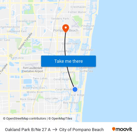 Oakland Park B/Ne 27 A to City of Pompano Beach map