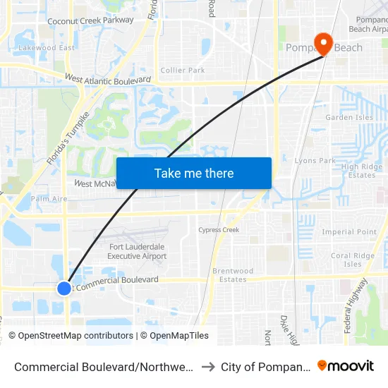 Commercial Boulevard/Northwest 31st Avenue to City of Pompano Beach map