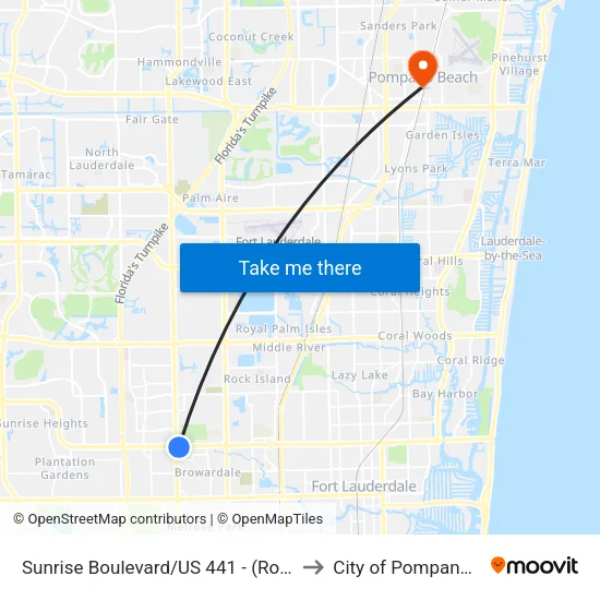 Sunrise Boulevard/US 441 - (Route 36 only) to City of Pompano Beach map