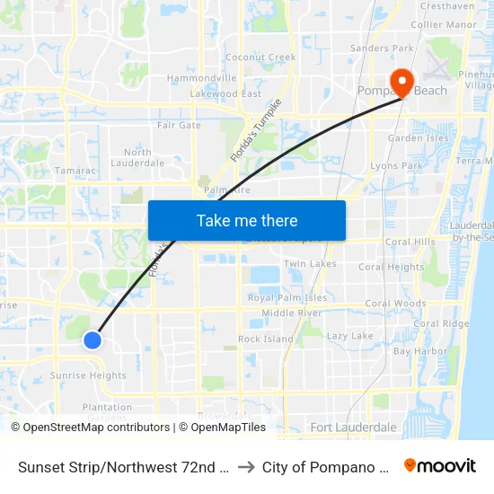 Sunset Strip/Northwest 72nd Avenue to City of Pompano Beach map