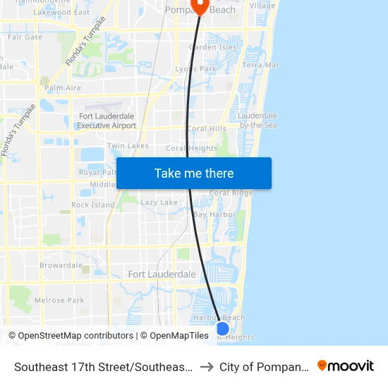 Southeast 17th Street/Southeast 23rd Avenue to City of Pompano Beach map