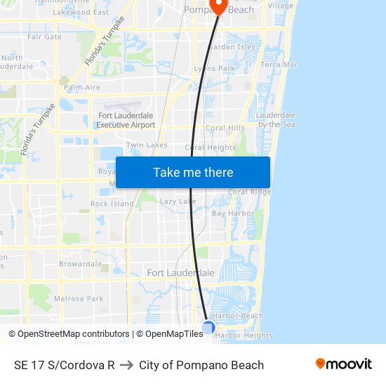 SE 17 S/Cordova R to City of Pompano Beach map