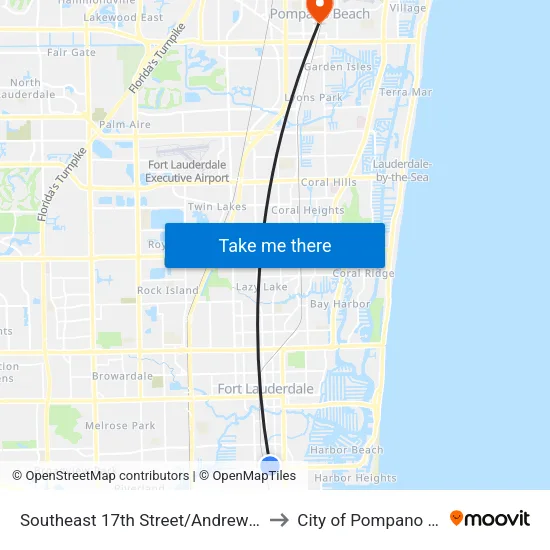 Southeast 17th Street/Andrews Avenue to City of Pompano Beach map