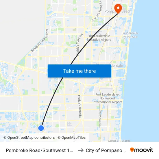 Pembroke Road/Southwest 122nd Way to City of Pompano Beach map
