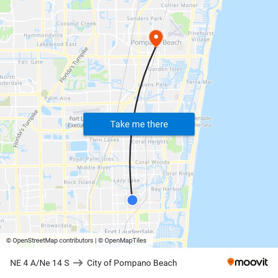 NE 4 A/Ne 14 S to City of Pompano Beach map