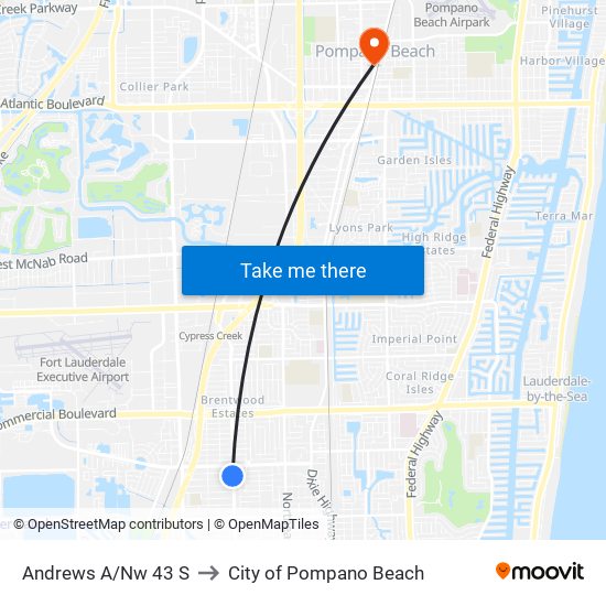 Andrews A/Nw 43 S to City of Pompano Beach map