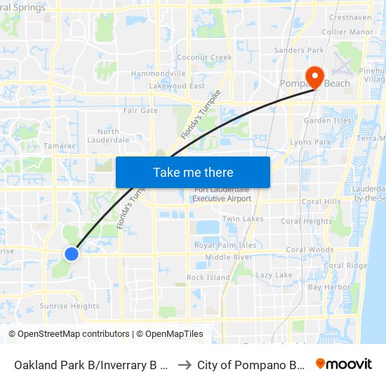 Oakland Park B/Inverrary B W (E) to City of Pompano Beach map