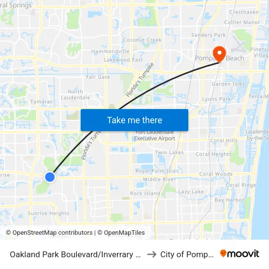 Oakland Park Boulevard/Inverrary Boulevard West (East) to City of Pompano Beach map