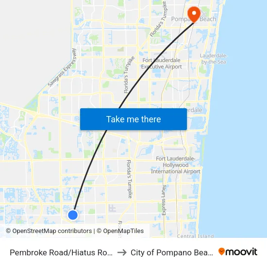 Pembroke Road/Hiatus Road to City of Pompano Beach map