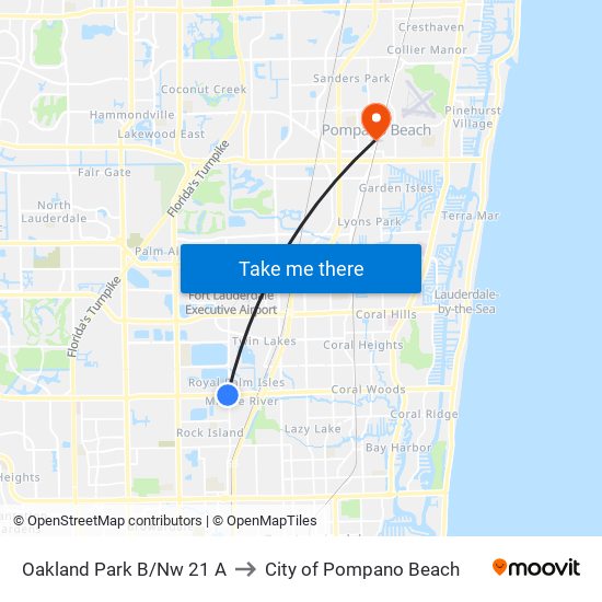 OAKLAND PARK B/NW 21 A to City of Pompano Beach map