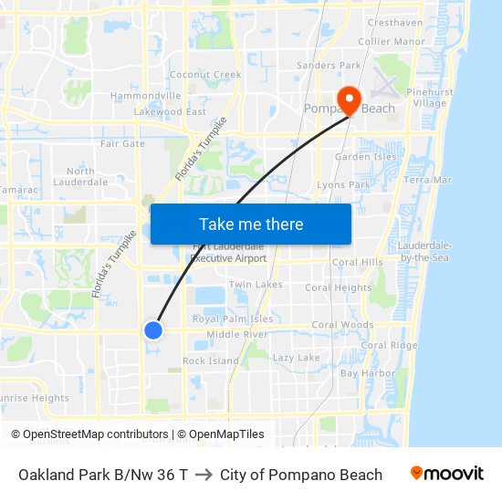 Oakland Park B/Nw 36 T to City of Pompano Beach map