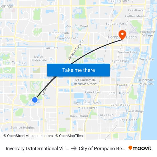 Inverrary D/International Village to City of Pompano Beach map