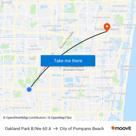 Oakland Park B/Nw 60 A to City of Pompano Beach map