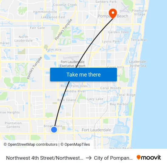 Northwest 4th Street/Northwest 34th Avenue to City of Pompano Beach map