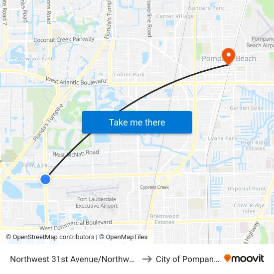 Northwest 31st Avenue/Northwest 62nd Street to City of Pompano Beach map