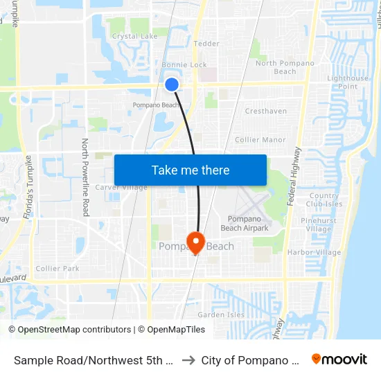 Sample Road/Northwest 5th Terrace to City of Pompano Beach map