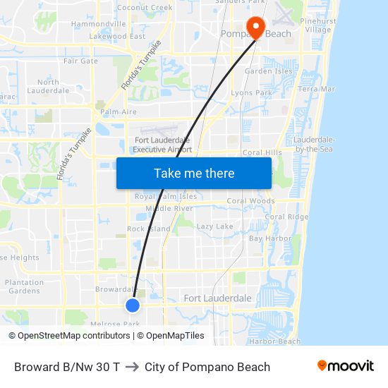 Broward B/Nw 30 T to City of Pompano Beach map