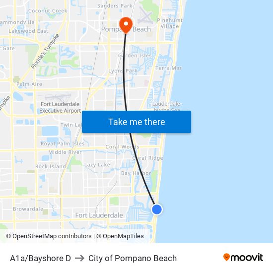 A1a/Bayshore D to City of Pompano Beach map