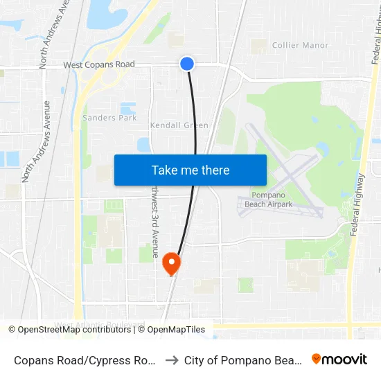 Copans Road/Cypress Road to City of Pompano Beach map