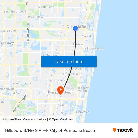 Hillsboro B/Nw 2 A to City of Pompano Beach map