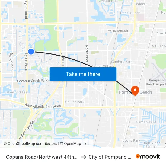 Copans Road/Northwest 44th Avenue to City of Pompano Beach map