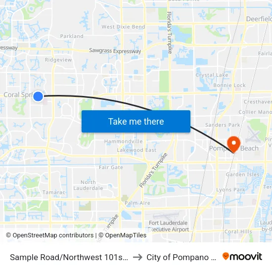 Sample Road/Northwest 101st Avenue to City of Pompano Beach map