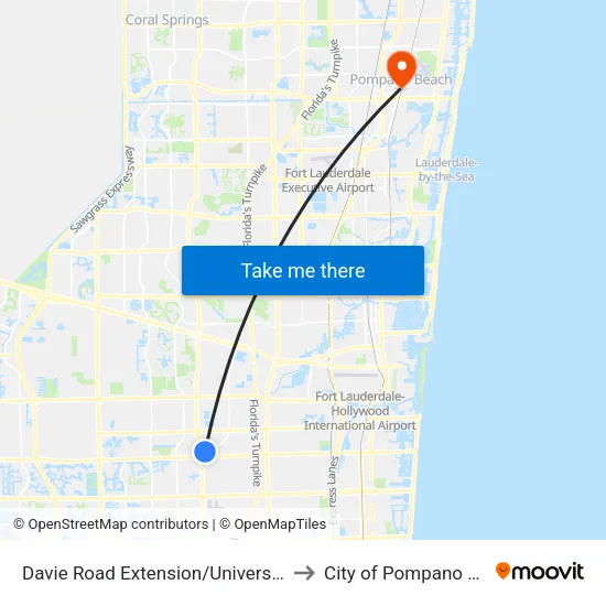 Davie Road Extension/University Drive to City of Pompano Beach map