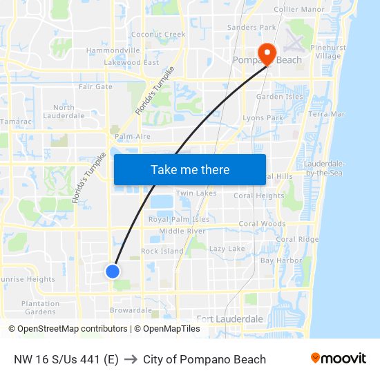 NW 16 S/Us 441 (E) to City of Pompano Beach map