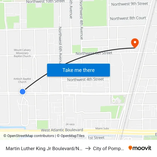 Martin Luther King Jr Boulevard/Northwest 8th Avenue to City of Pompano Beach map