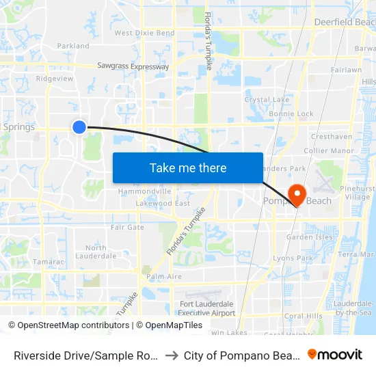 Riverside Drive/Sample Road to City of Pompano Beach map