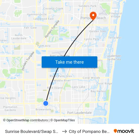 Sunrise Boulevard/Swap Shop to City of Pompano Beach map