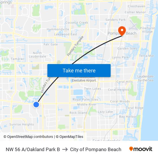 NW 56 A/Oakland Park B to City of Pompano Beach map