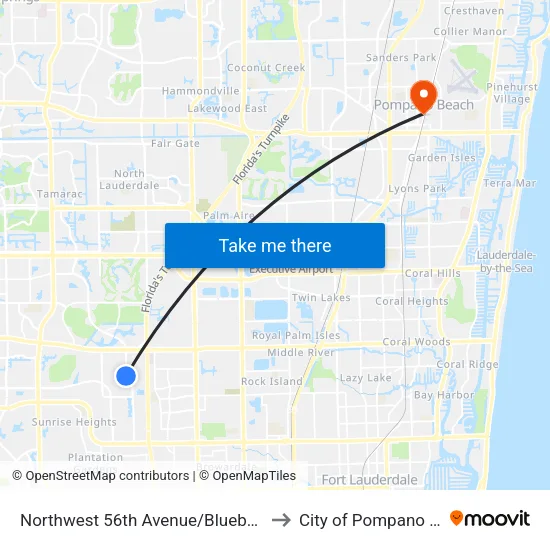 Northwest 56th Avenue/Blueberry Circle to City of Pompano Beach map