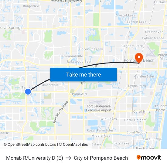 Mcnab R/University D (E) to City of Pompano Beach map