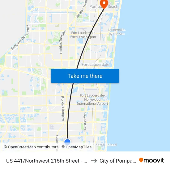 US 441/Northwest 215th Street - (County Line Road) to City of Pompano Beach map