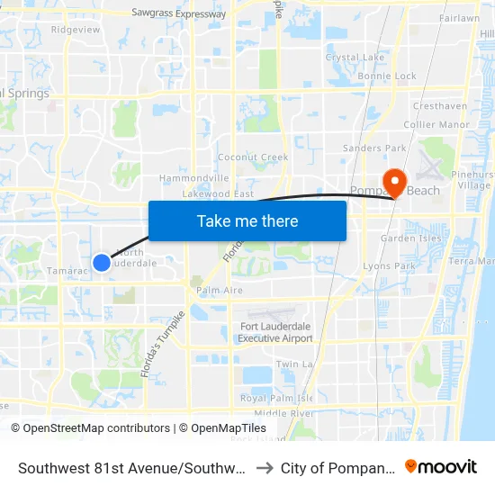Southwest 81st Avenue/Southwest 10th Court to City of Pompano Beach map