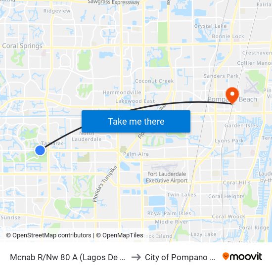 Mcnab R/Nw 80 A (Lagos De Campo) to City of Pompano Beach map