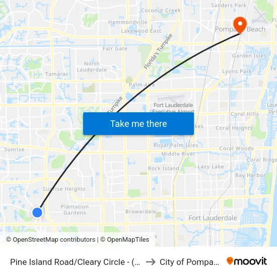 Pine Island Road/Cleary Circle - (Pine Isle Village) to City of Pompano Beach map