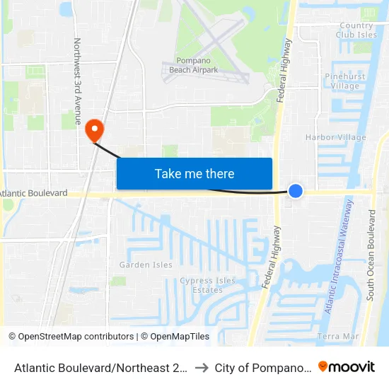 Atlantic Boulevard/Northeast 24th Avenue to City of Pompano Beach map