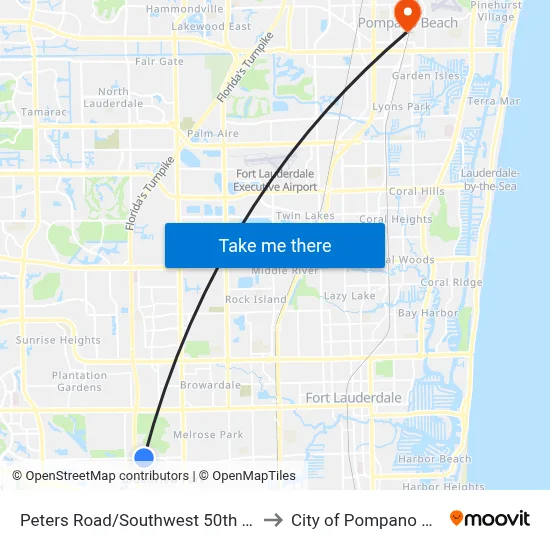Peters Road/Southwest 50th Avenue to City of Pompano Beach map