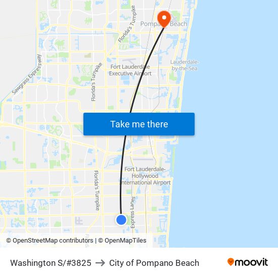 Washington S/#3825 to City of Pompano Beach map