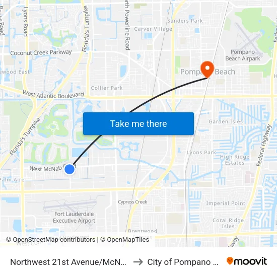 Northwest 21st Avenue/McNab Road to City of Pompano Beach map