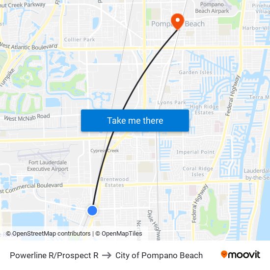 Powerline R/Prospect R to City of Pompano Beach map