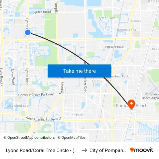 Lyons Road/Coral Tree Circle - (Rivera Palms) to City of Pompano Beach map