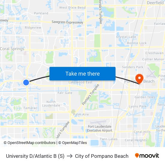 University D/Atlantic B (S) to City of Pompano Beach map