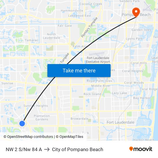 NW 2 S/Nw 84 A to City of Pompano Beach map