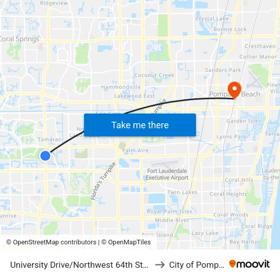 University Drive/Northwest 64th Street - (Concord Village II) to City of Pompano Beach map