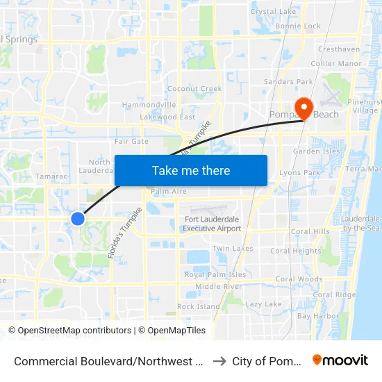 Commercial Boulevard/Northwest 64th Avenue - (Walgreens) to City of Pompano Beach map