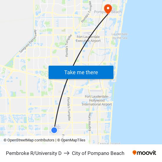 Pembroke R/University D to City of Pompano Beach map