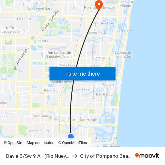 Davie B/Sw 9 A - (Rio Nuevo) to City of Pompano Beach map